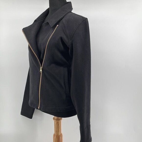 lululemon Lab Shadow JacketBlack cotton fleece moto jacket sz 6 - Picture 7 of 10